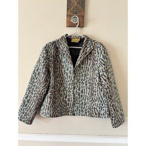 Vintage Painted Pony Womens Size XL Green Sueded Animal Print Jacket Full Zip